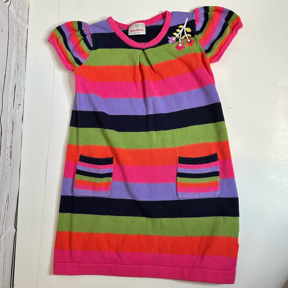 Hanna Andersson Stripe Short Sleeve Sweater Dress Size 4T